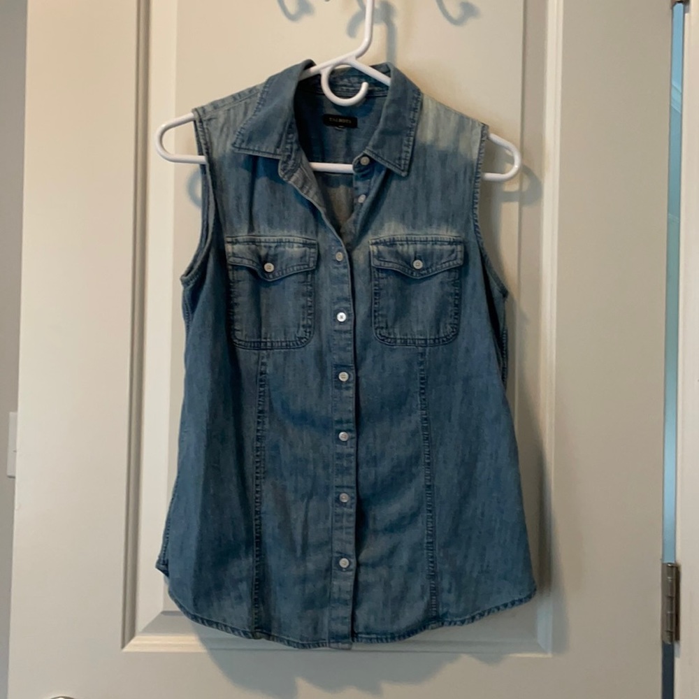 Denim button down tank